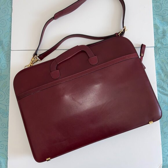 Vintage Mark Cross Italy Burgundy Leather Briefcase w/  Gold Hardware - Picture 2 of 15